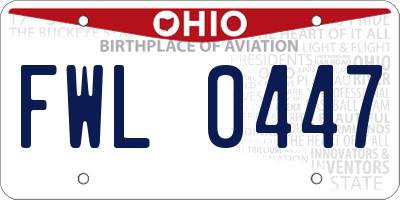 OH license plate FWL0447