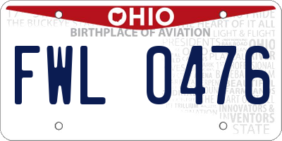 OH license plate FWL0476
