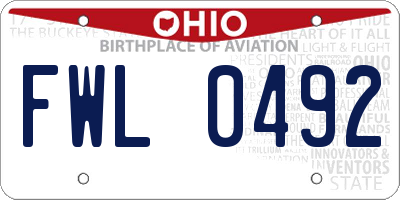 OH license plate FWL0492
