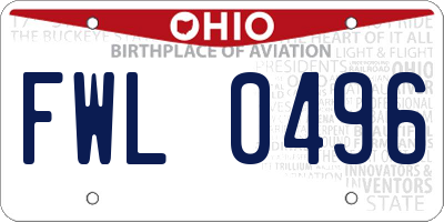 OH license plate FWL0496