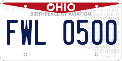 OH license plate FWL0500