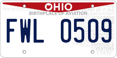 OH license plate FWL0509