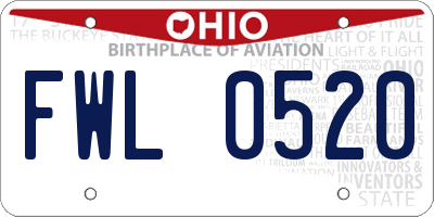 OH license plate FWL0520