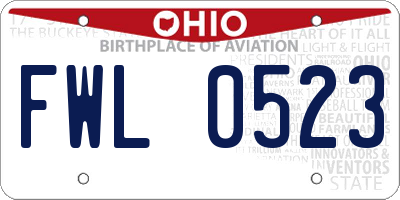 OH license plate FWL0523