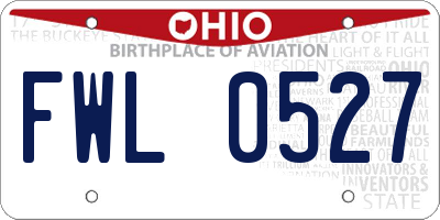 OH license plate FWL0527