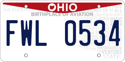 OH license plate FWL0534