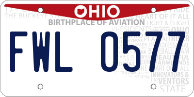 OH license plate FWL0577