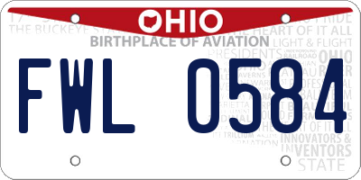 OH license plate FWL0584