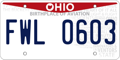 OH license plate FWL0603