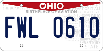 OH license plate FWL0610