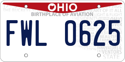 OH license plate FWL0625
