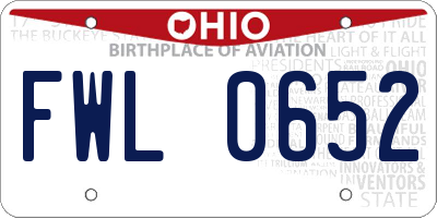OH license plate FWL0652