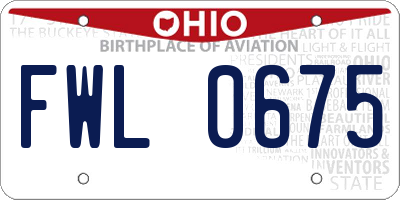 OH license plate FWL0675
