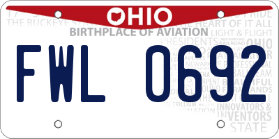 OH license plate FWL0692