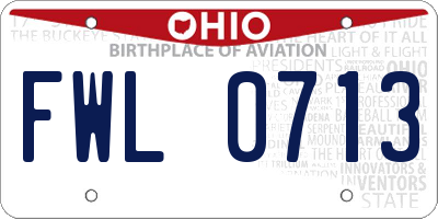 OH license plate FWL0713