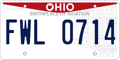 OH license plate FWL0714