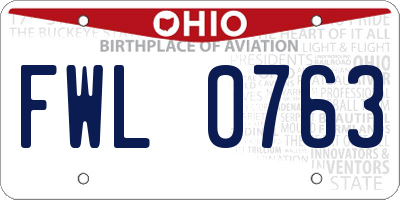 OH license plate FWL0763