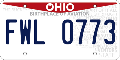 OH license plate FWL0773