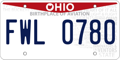 OH license plate FWL0780