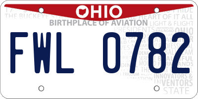 OH license plate FWL0782