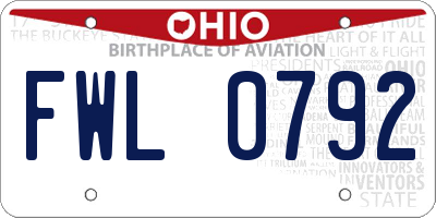 OH license plate FWL0792