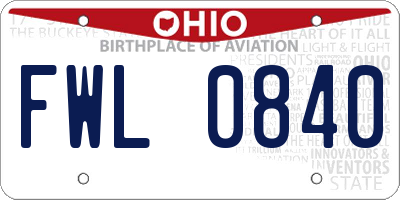 OH license plate FWL0840