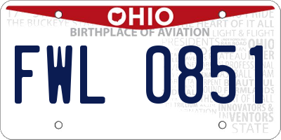 OH license plate FWL0851