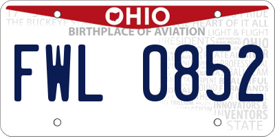 OH license plate FWL0852