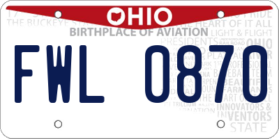 OH license plate FWL0870