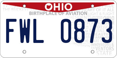 OH license plate FWL0873