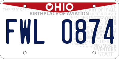 OH license plate FWL0874