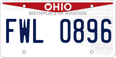 OH license plate FWL0896