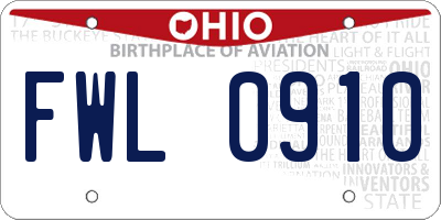 OH license plate FWL0910