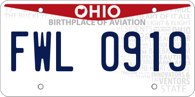 OH license plate FWL0919