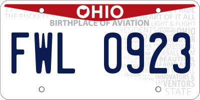 OH license plate FWL0923