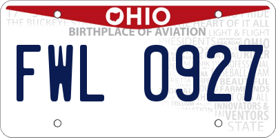OH license plate FWL0927