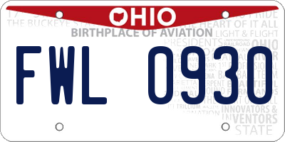 OH license plate FWL0930