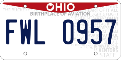 OH license plate FWL0957