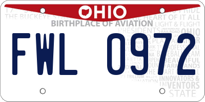 OH license plate FWL0972