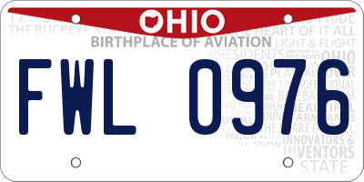 OH license plate FWL0976
