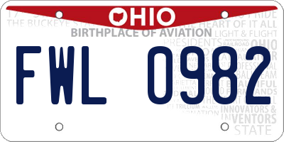 OH license plate FWL0982