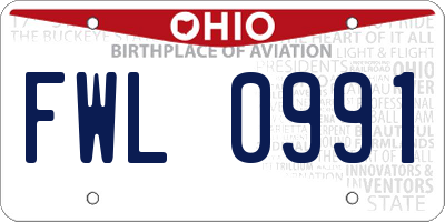 OH license plate FWL0991
