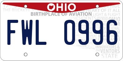 OH license plate FWL0996