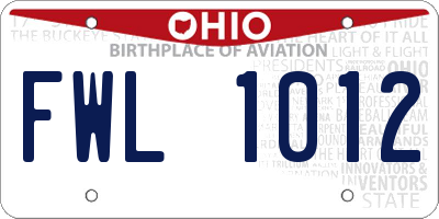 OH license plate FWL1012