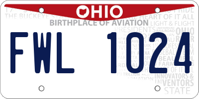 OH license plate FWL1024