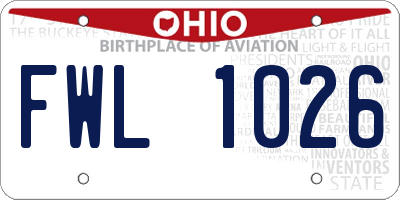 OH license plate FWL1026
