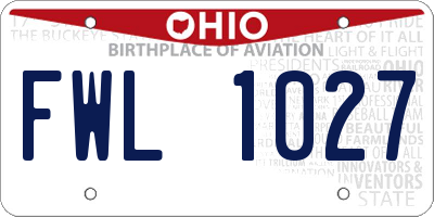 OH license plate FWL1027