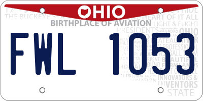 OH license plate FWL1053