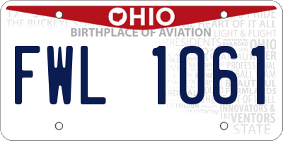 OH license plate FWL1061