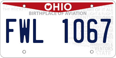 OH license plate FWL1067